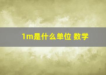 1m是什么单位 数学